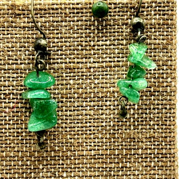 Vintage 1970's Aventurine Earrings with Stud for Third Hole - Picture 3 of 7